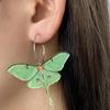 1 Pair Green Butterfly Moth Unusual Acrylic Hanging Pendants Earrings For Women Female Girls Vintage Earring Jewelry