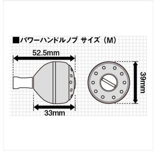 Original Shimano Yumeya Aluminium Runde Power-Kurbelknauf, Schwarz/Gold, Größe M, für Rollentyp B