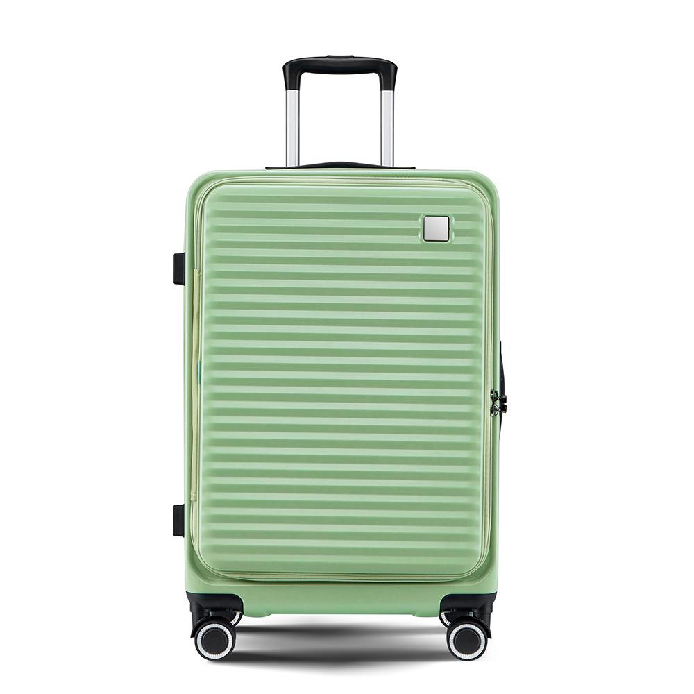 

Expandable Rolling Suitcase: Front-Opening, Contrasting Colors, Business Carry-On, Large Capacity, Celebrity Travel Bag 20-inch зелёный