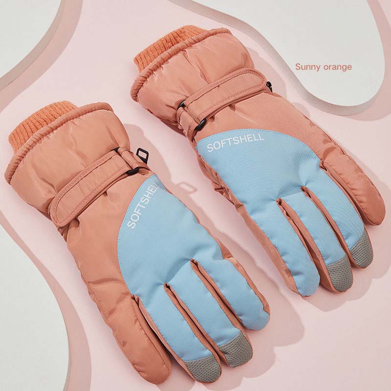 Ski Gloves Women's Riding Cold-proof Men's Winter Warmth Cute Plus Velvet Thick Down Cotton Gloves