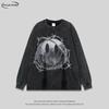 Oversized Retro Graphic Tee Men Women - Loose Fit Cotton Long Sleeve T-Shirt With Cartoon Print