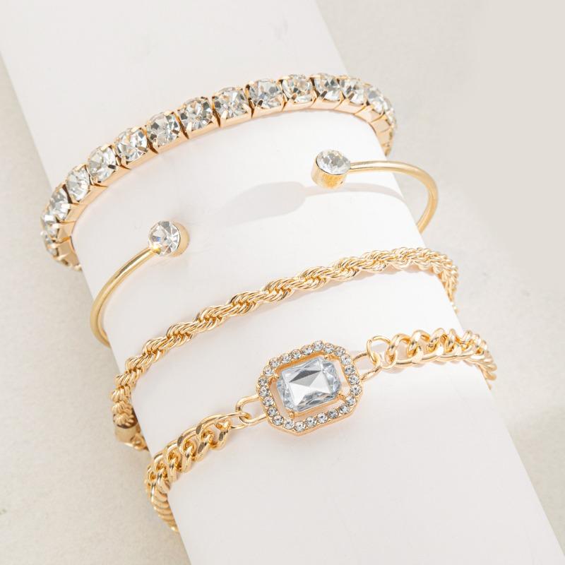 Alloy bracelet new jewelry women's exaggerated irregular versatile light luxury niche diamond bracelet