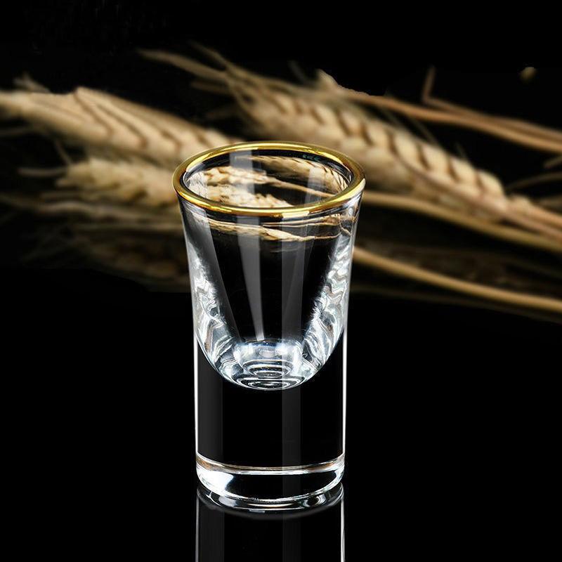 25ml 6pcs/12pcs Set Thick Bottomed Gold Rimmed Wine Glass Art Design Light Luxury Vodka Spirits Glasses Bullet Cup Liquor Goblet