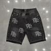 American Style MIXED EMOTION Vintage Rhinestone Hip Hop Denim Shorts Unisex Casual