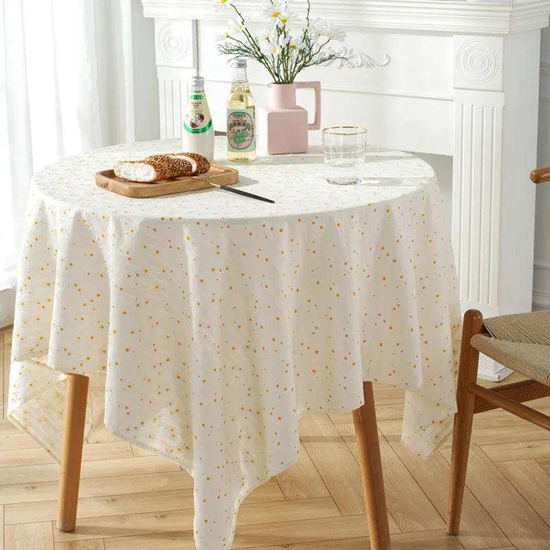 Lilacs Tassels Cotton Tablecloth,Rectangle Table Cover For Kitchen Wedding Dining Daily Use Korean Style Daisy Tea Table Decor
