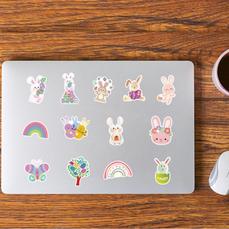 50PCS Cute Easter Stickers, Waterproof Bunny Egg Decals for Party Gifts, Phone Laptop Water Bottle Decor, Festival DIY Crafts