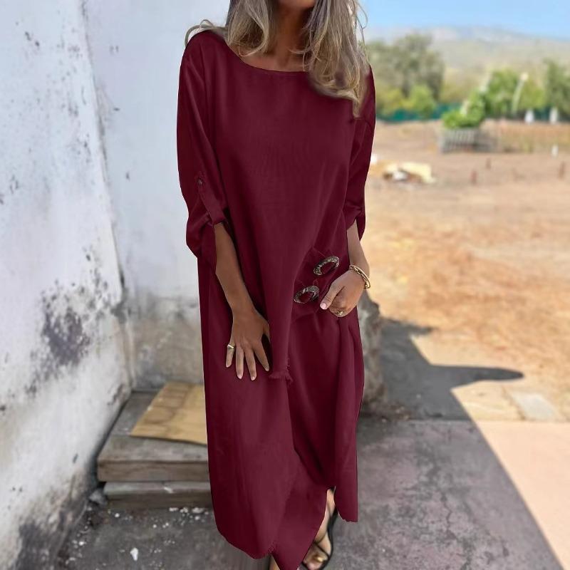 Spring and Summer Metal Buckle Loose Irregular Robe