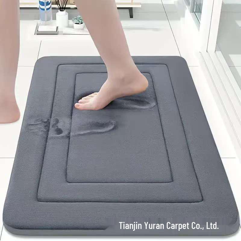 

Утолщенный коврик для ванной из кораллового флиса с эффектом памяти - Впитывающий, Нескользящий и Восстанавливающий форму 40cm x 60cm темно-серого