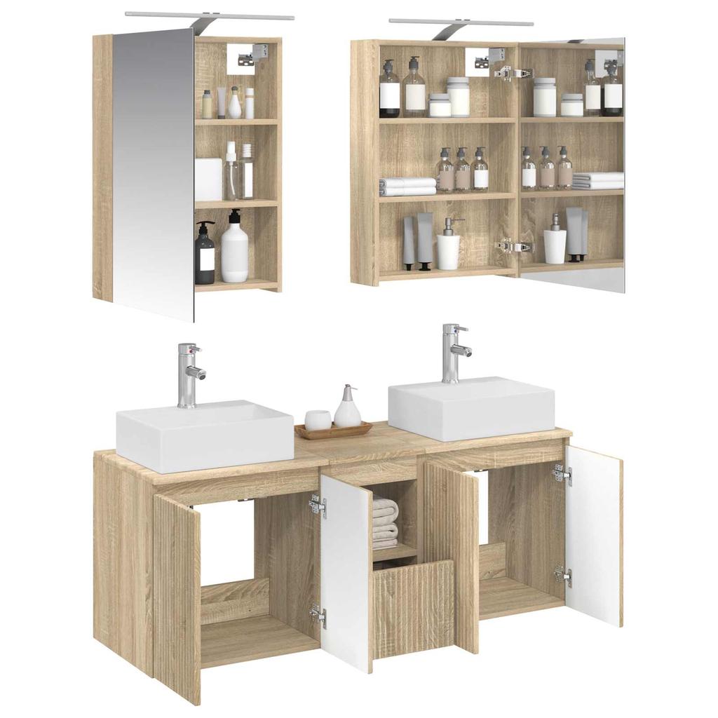 Bathroom Cabinet Set 5 pcs Sonoma Oak Wood Based Material