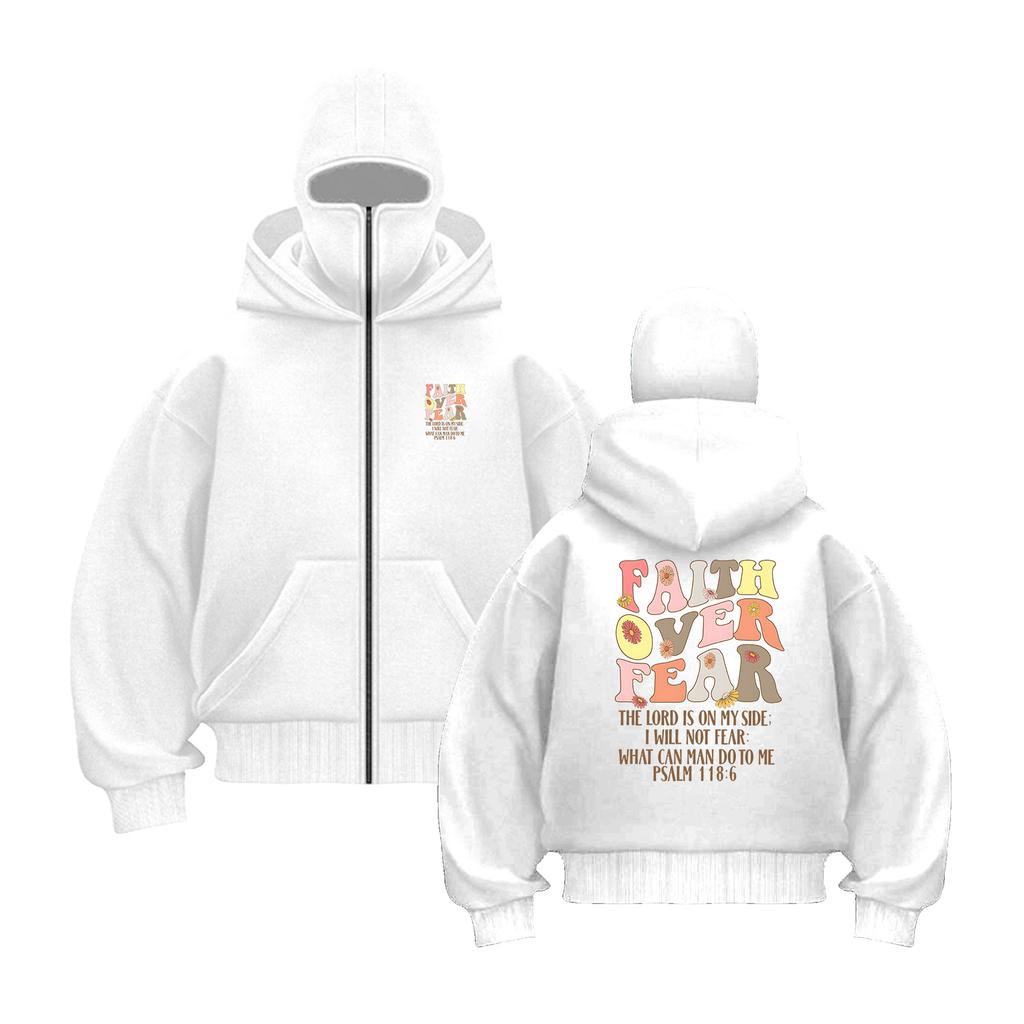 Outdoor Sports Retro Men's Autumn and Winter Alphabet Printed zipper Hooded Fleece Versatile Sports Casual Loose Hooded Sweater