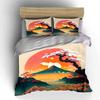 Japanese Landscape Art Set Bedding Set with 1 Duvet Cover 2 Pillowcases Single Double King Queen, Gift