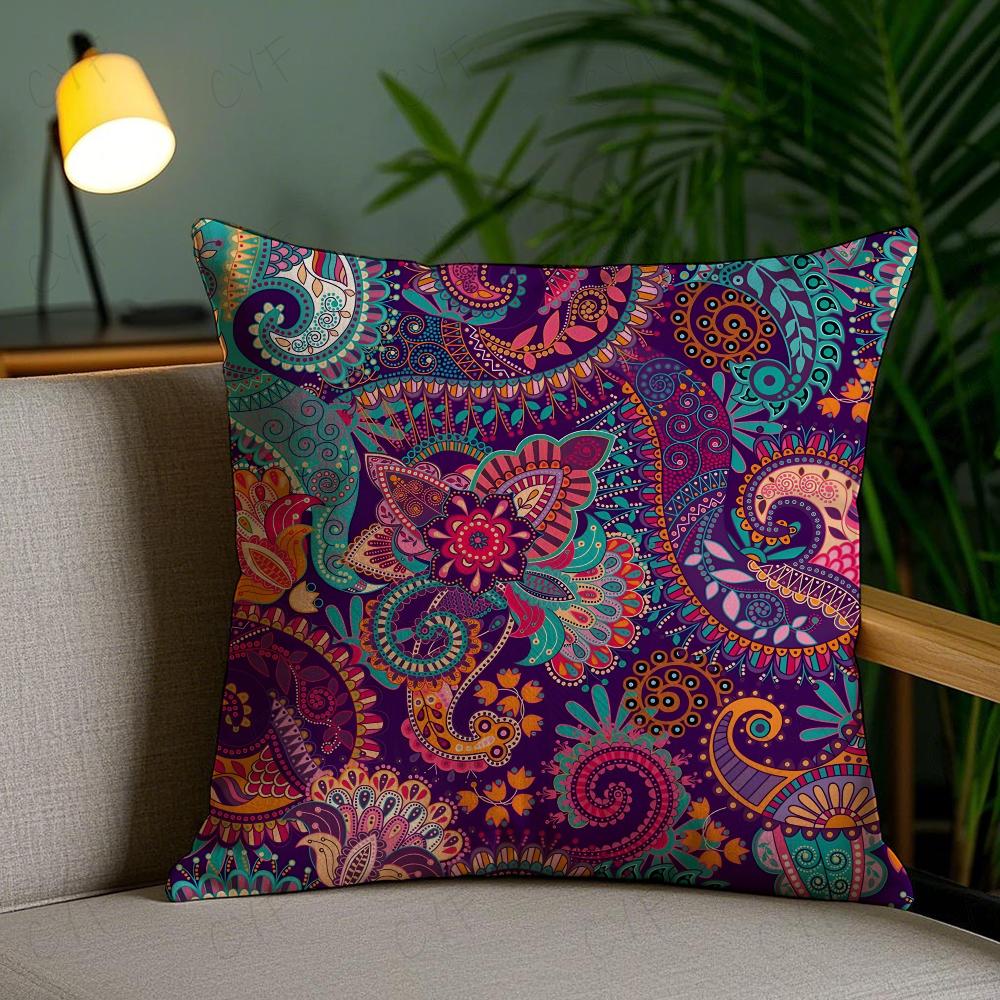 Indonesia B-Batik Design Pillow Case Anti-Dustmite Pillowcase Invisible Zipper Silky Short Plush Sofa Cushion Cover