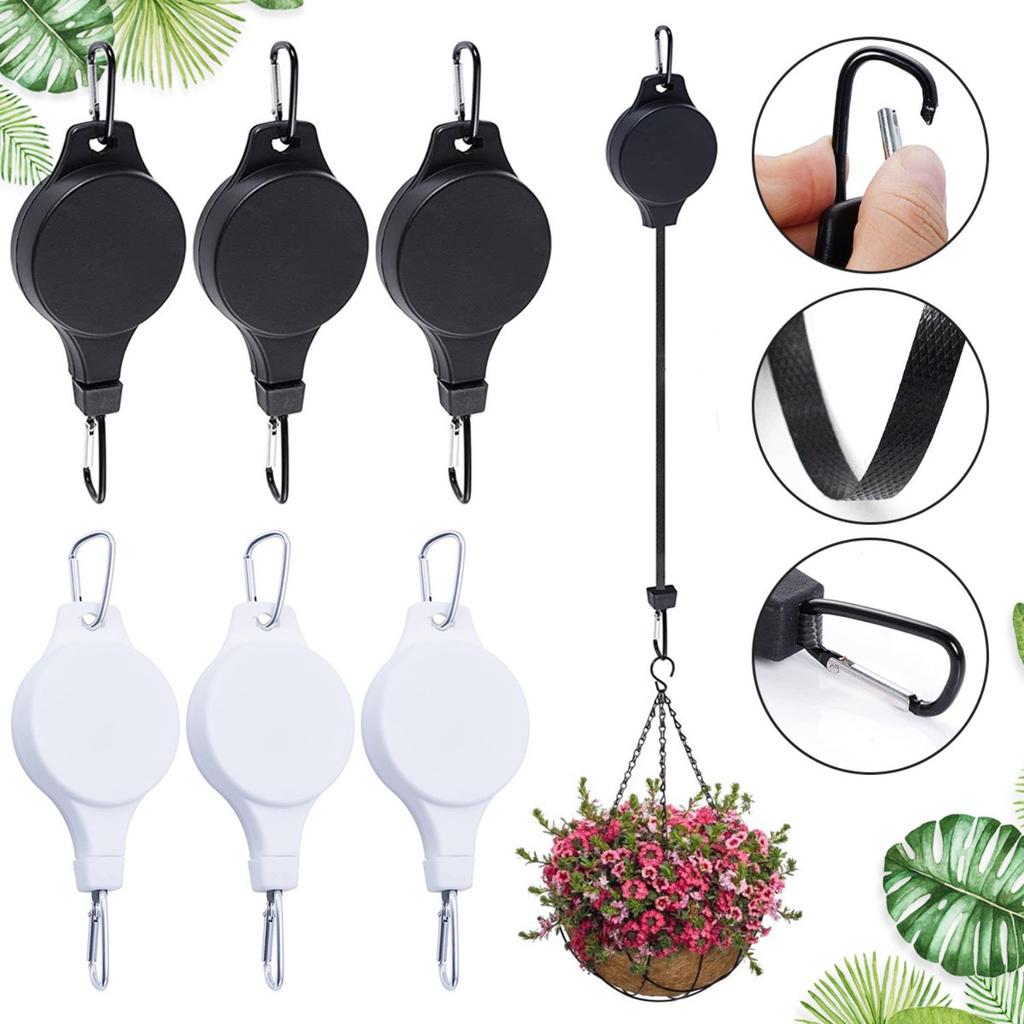 3 PCS Plant Pulley Hanger with Metal Ceiling Plant Hooks Retractable Plant Hook Pulley Adjustable Plant Hanging Pulleys for Garden Baskets Bird Feeder