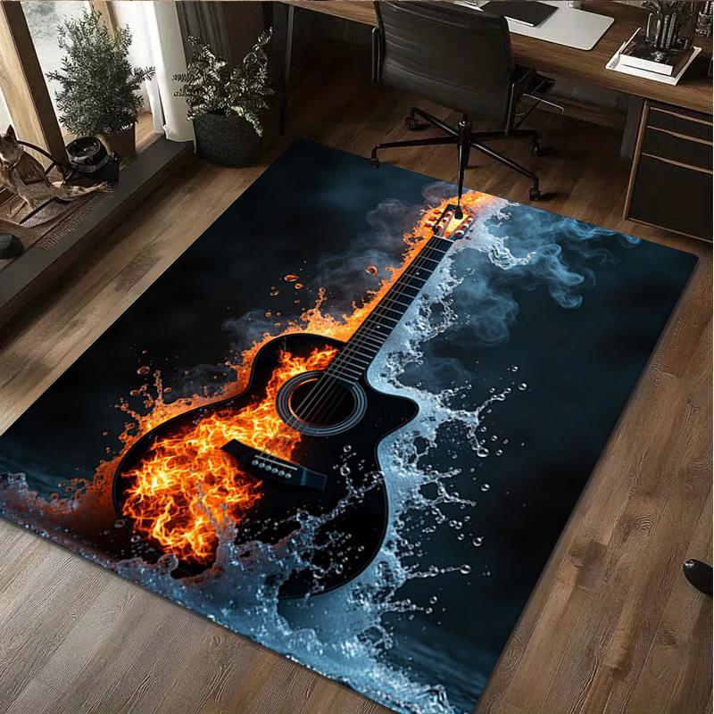 1Pc Guitar Print Rug - home decoration Carpet For Living Room Bedroom Flooring Computer Chair Area Rug