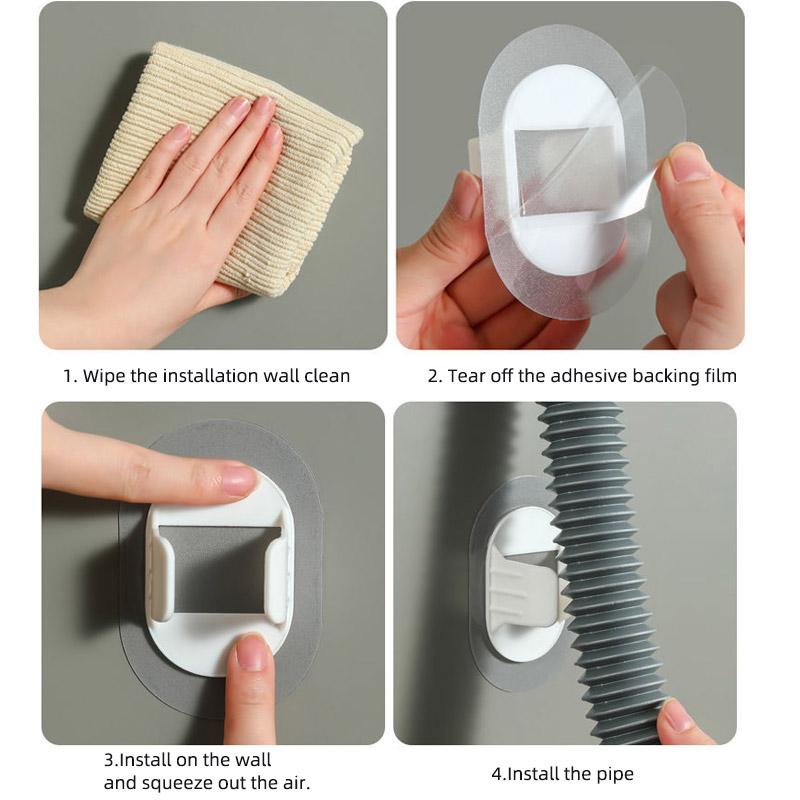 3PCS Pipe Fixing Bracket Washing Machine Pipes Holder Hook Drainage Pipe Fixing Device Storage Organizer