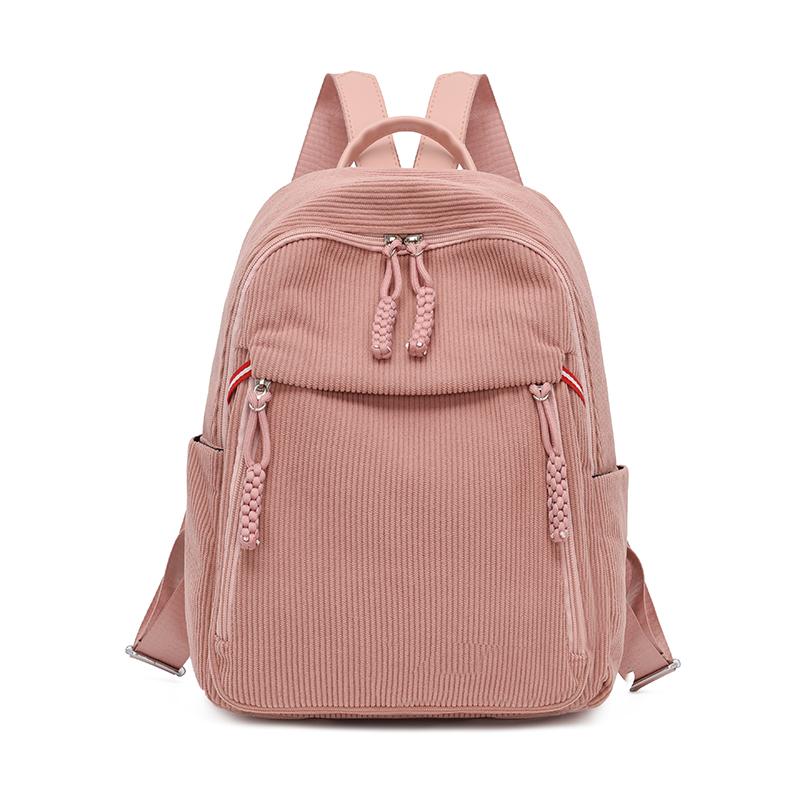 Lightweight Backpack Women's Large Capacity Commuter Travel Bag Corduroy Student Schoolbag