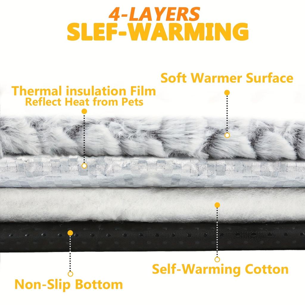 Self-Heating Pet Pads Blanket Puppy Pad Warm Cushion Mat for Cats Dogs Washable Pets with Thermal Body Heat Reflecting Core Pad