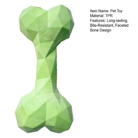 Faceted Bone Dog Toy Rubber Dog Chew Toy Teeth Cleaning Dog Bone Toy for Aggressive Chewers Puppy Teething Interactive Fetch Play