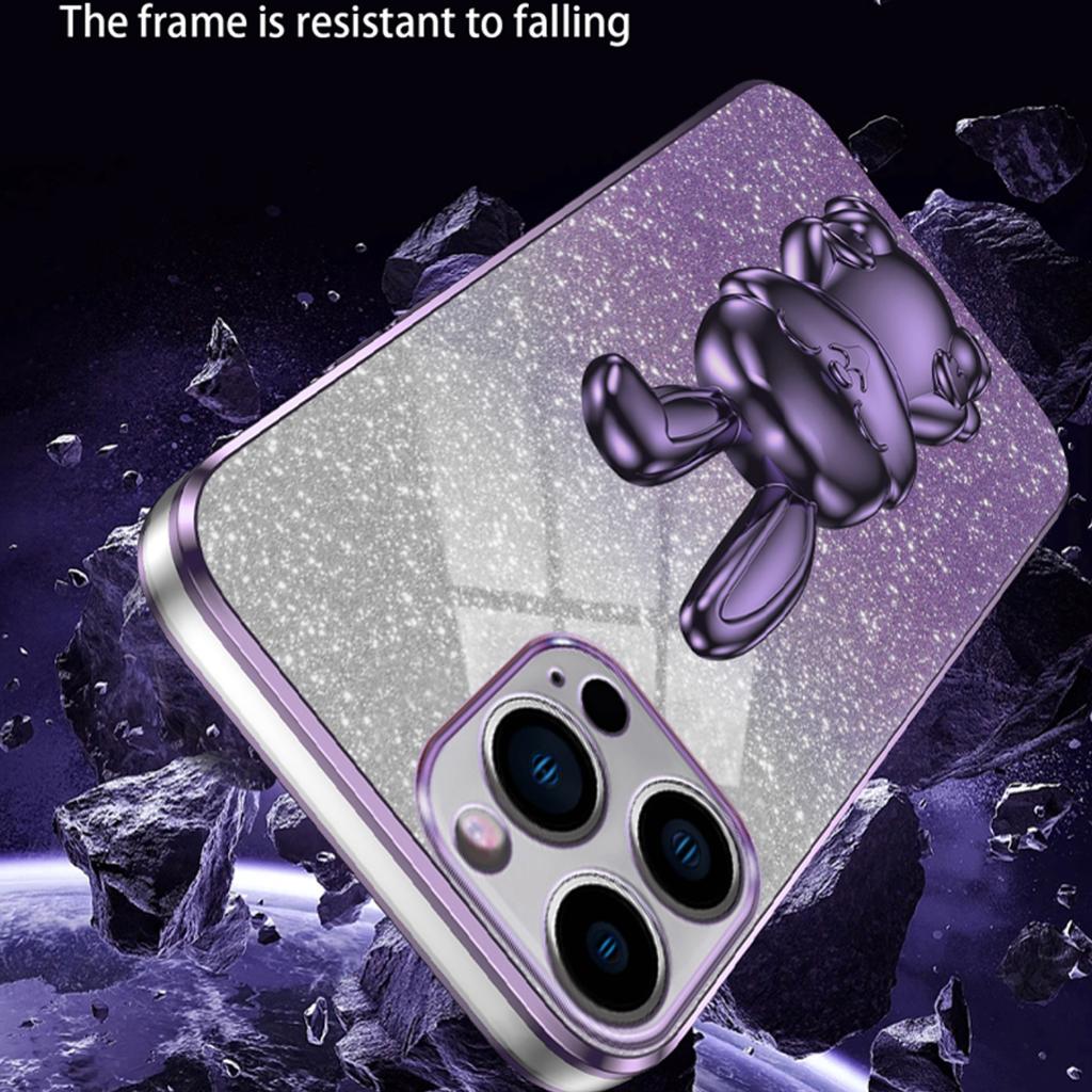 For iPhone 14 Pro Kickstand Case Cute Rabbit Electroplating Phone Shell