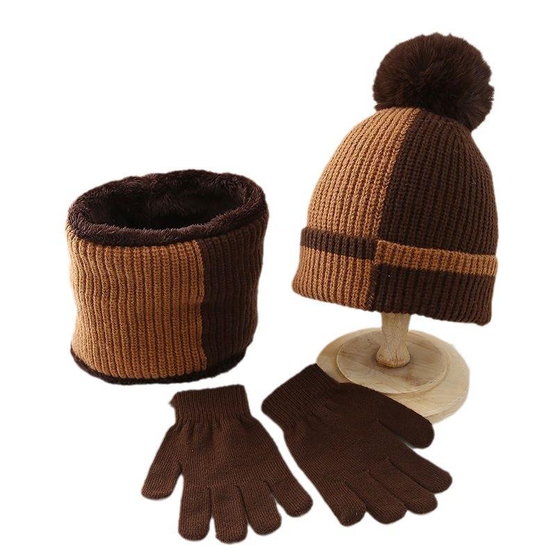 Autumn and winter hats Women's plush wool hats Winter cycling warm windproof and cold knitted hats Scarf gloves