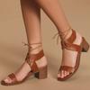 Women Summer New Cross -Tied Sandals Hoof Heel Sexy Outdoor Party High Heels Ankle Strap Light  Female Shoes