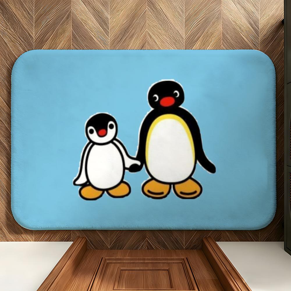 Tier B-Schwarz P-Pinguin Fußmatte Weiche Flanell-Fußmatte Geeignet für Eingangsbereiche, Wohnzimmer, Schlafzimmer und Badezimmer