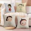 YYoshitomo Nara DDoll Cushion Cover Soft Plush Fabric DoubleSided Printed Sofa Cushion Cover for All Seasons Home Decor Gift