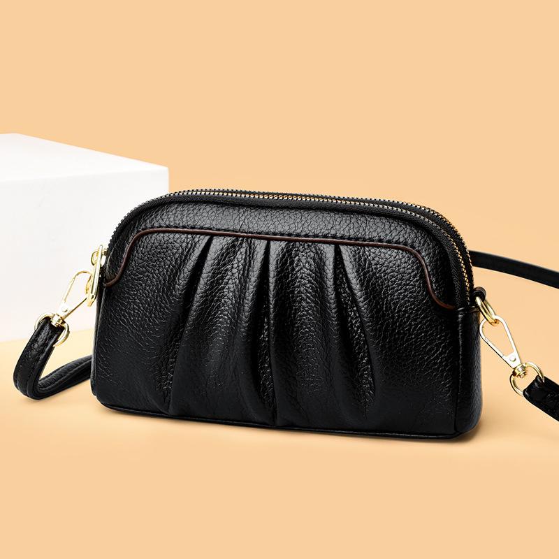 Small Square-shaped Lady's Lightweight Single-shoulder Pleated Mini Change Purse Mobile Phone Bag Shoulder Bag
