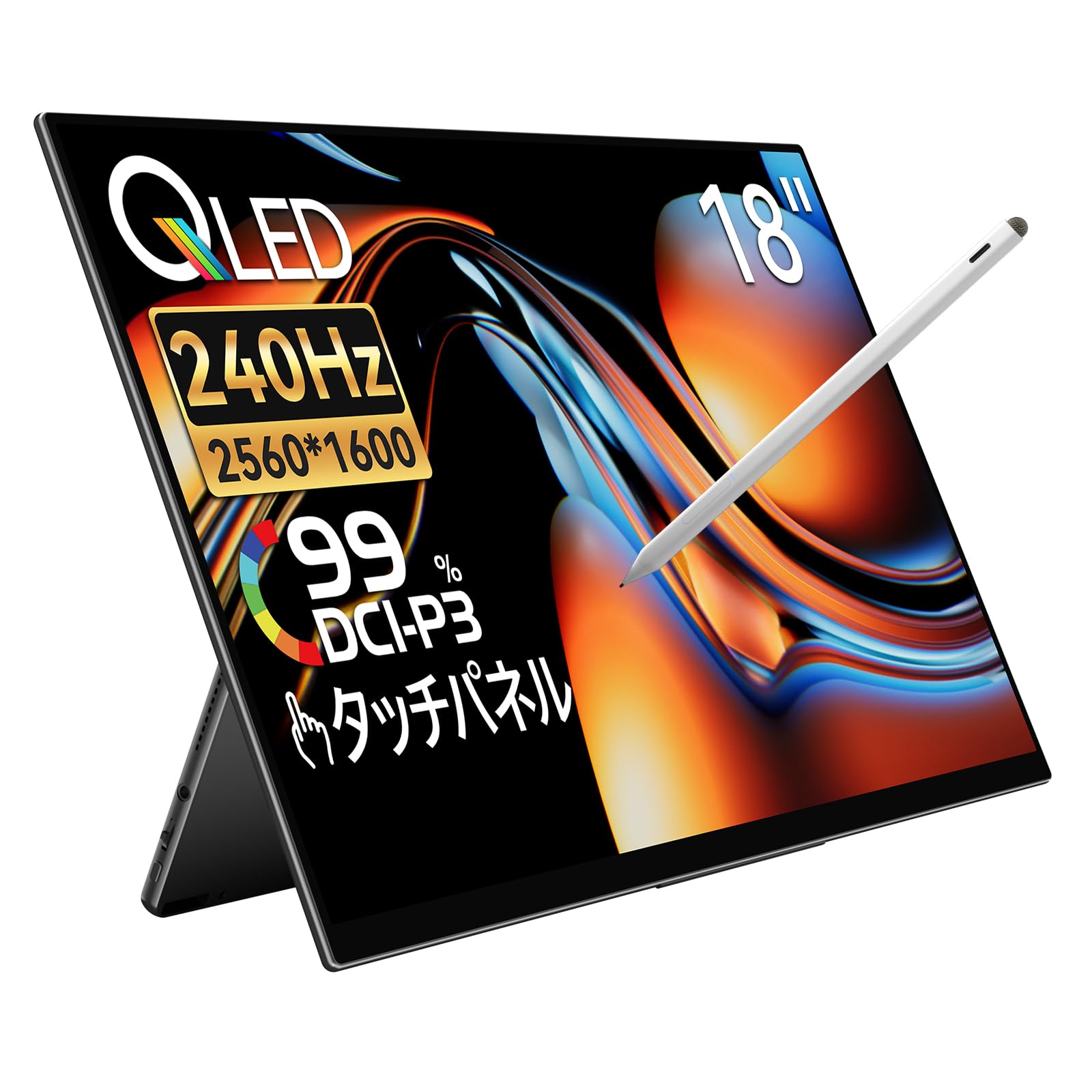 

EHOMEWEI Mobile Monitor 18 Inch 2560x1600 Touch Panel Stylus Compatible Touch Monitor Connect to Device with a Single Cable Thin 6mm Refresh Rate чорний