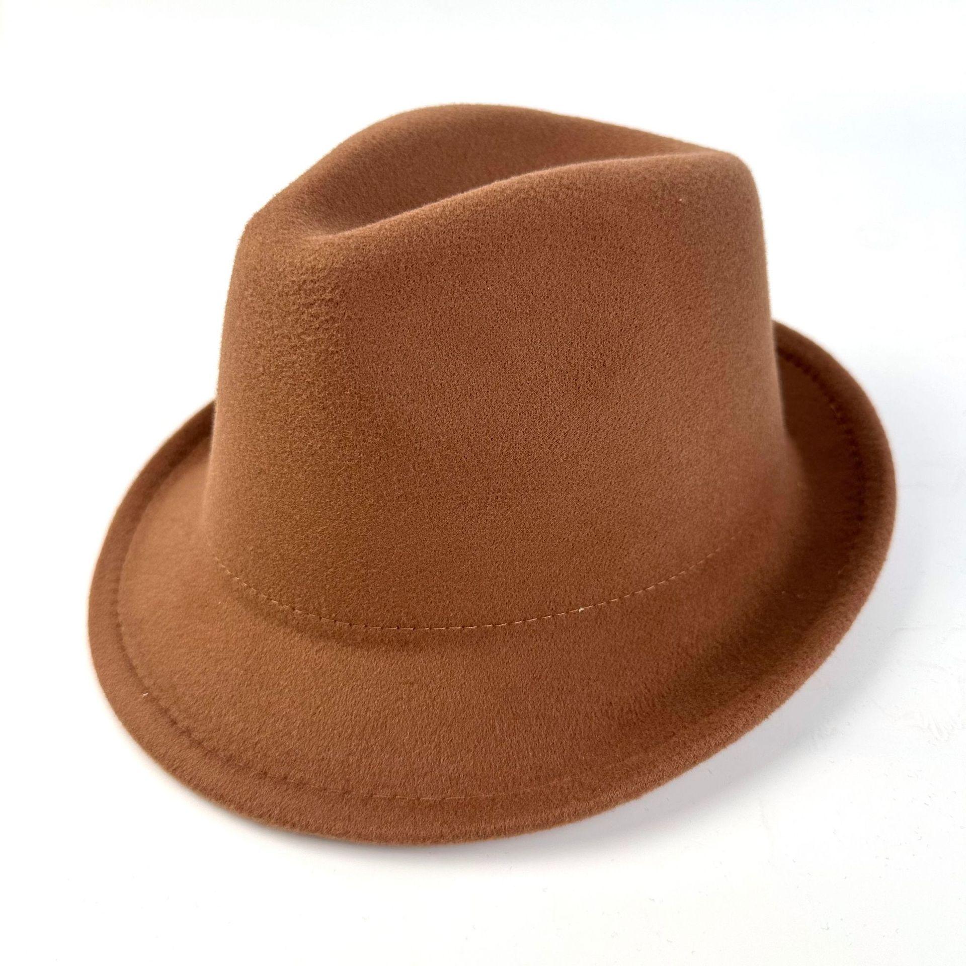 Шляпа Шерстяная Многоцветная Цилиндр Мужская И Женская Ретро Британский Стиль Маленькие Поля Шляпа Джаз Ковбойская Шляпа 56-58cm