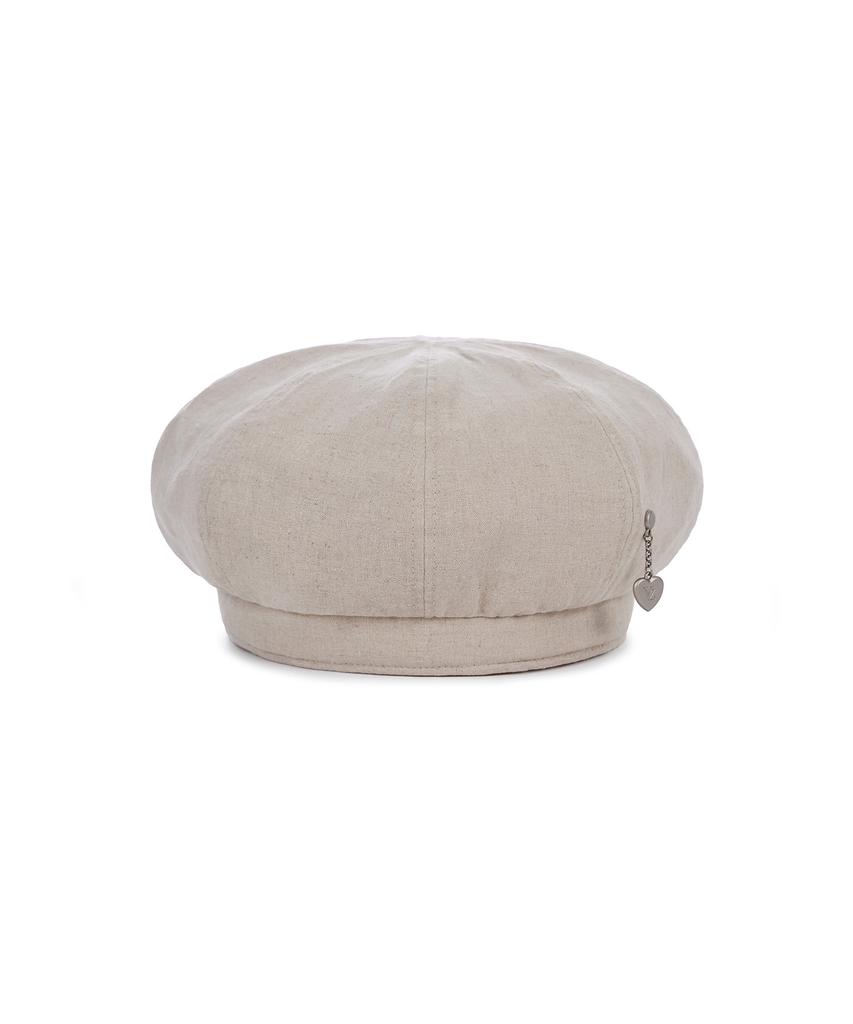 Bajal Heart Chain Studded Linen Beret Natural