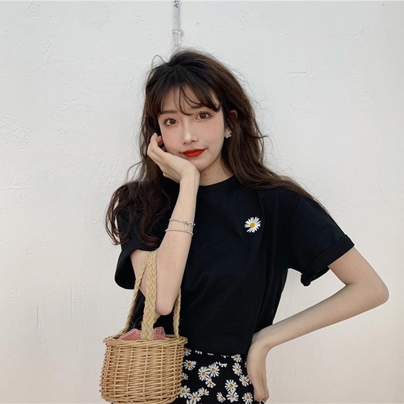 Chrysanthemum Short-sleeved T-shirt Women's Trendy Loose Summer New Women's Loose Plus-size Student Top