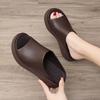Thick-bottomed muffin cool slippers summer new outer wear high-heeled non-slip slope and casual one-word slippers