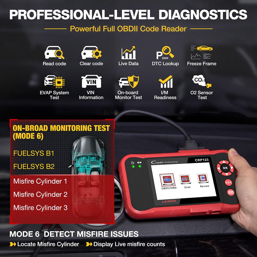 [Clearance sale] LAUNCH X431 CRP123 CRP123 E OBD2 Scanner ABS/SRS/Transmission/Engine Systems Diagnose Tool Lifetime Free Update