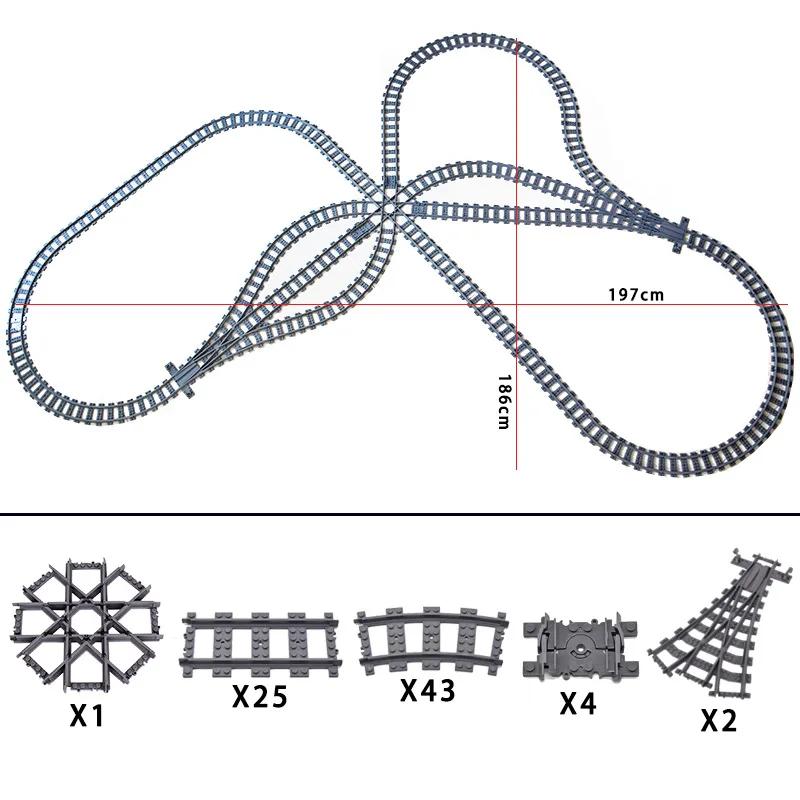 Compatible With LEGO MOC Railroad Bridge Train Track Combination Scene Building Blocks DIY Cross Track Bricks Toys Rail Car