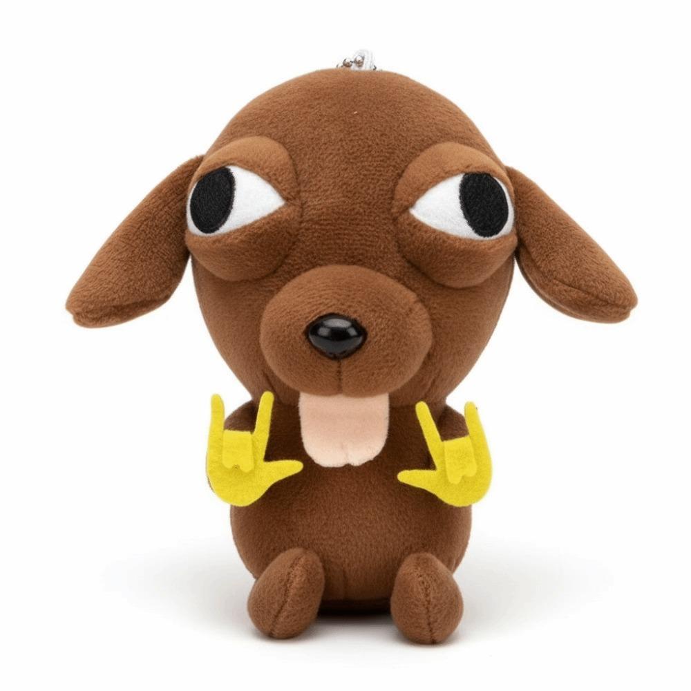 Cartoon 10cm Chihuahua Plüschanhänger mit Perlenkette Weiche Stofftiere Schlüsselanhänger Hip Hop Hängendes Ornament Taschenanhänger brown