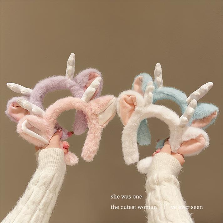 Adorable Dragon Horns Face Washing Cartoon Plush Headband for Women - 2024 Edition