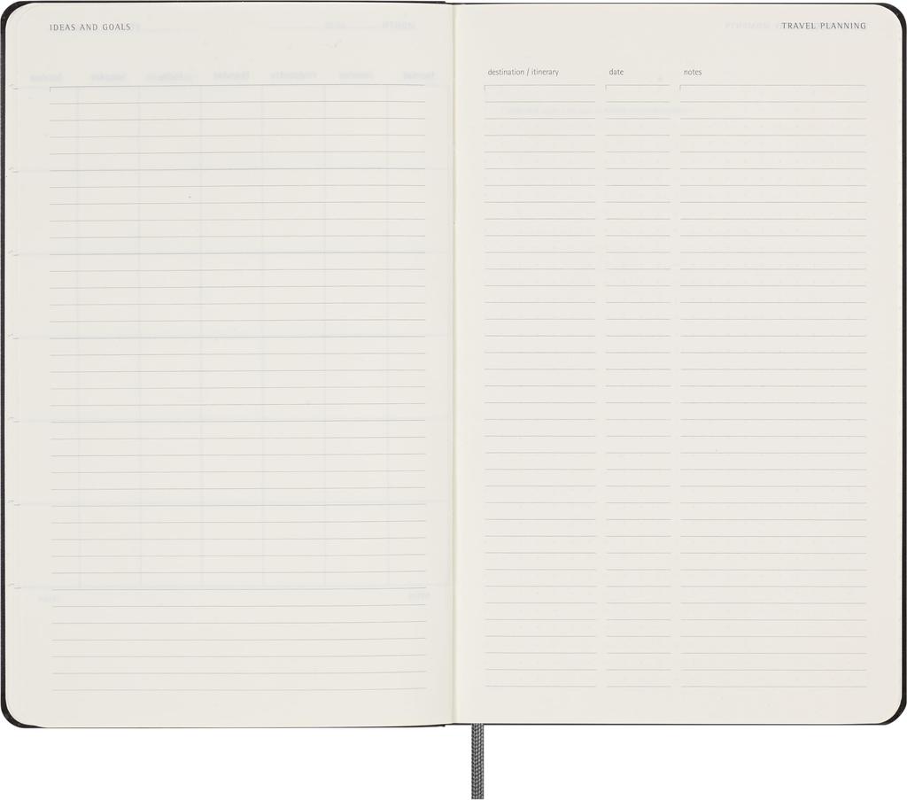 Moleskine 12-Month Undated Weekly Diary, Large Size (13cm x 21cm), Black Hardcover, DHUNDB12WN301