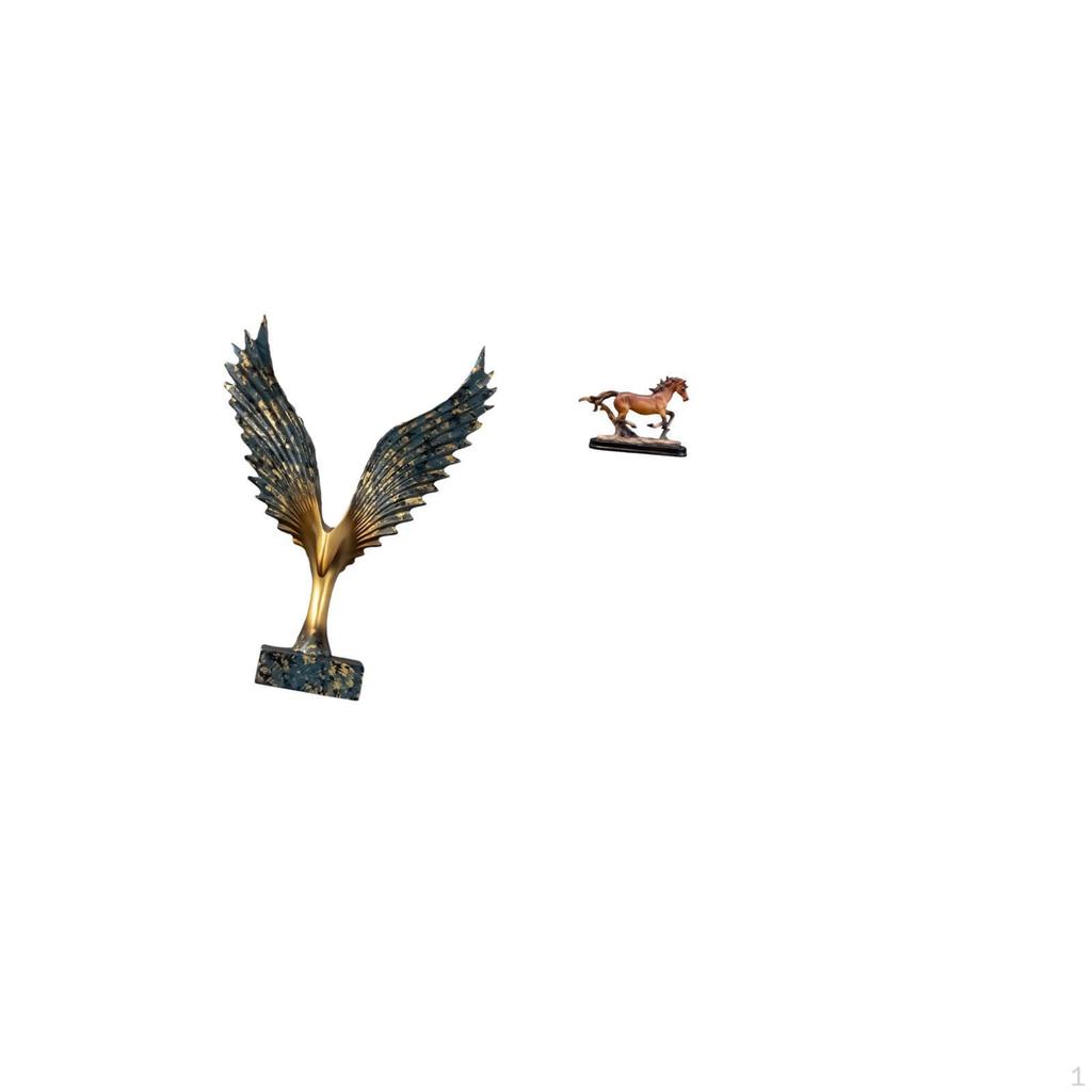 Resin Spreading Wing Sculpture Figurine Feng Shui Ornament Decorative Artwork Collectible Art Horse