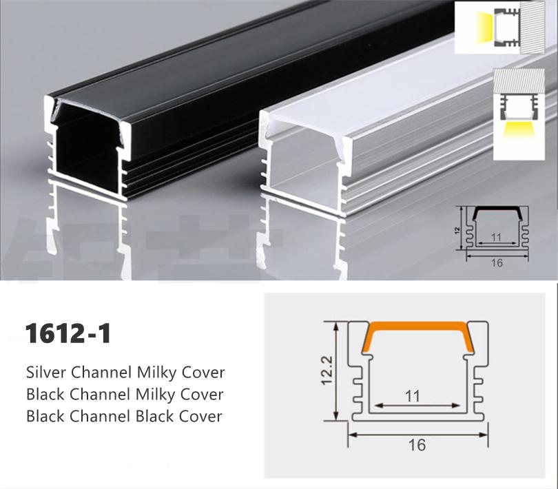 0.5m U/W Style LED Aluminum Profile Black Silver Channel Holder PC Cover Bar Lamp For Cabinet Closet Decor Linear Strip Light