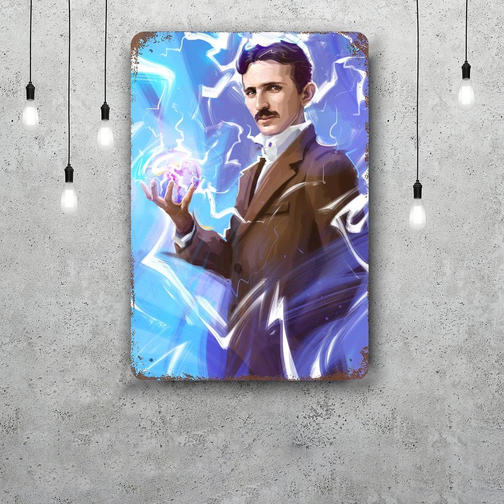 Nikola Tesla Vintage Tin Sign Home Decor Wall Decor Art Wall Mural Room Decoration Decor Retro Metal Sign Plate Bar Posters