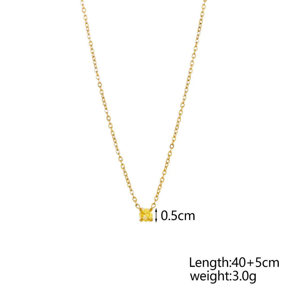 Dainty Recyclay Stainless Steel Gold Plated Necklace Colorful 12 Birthstone Necklace Zircon Stainless Steel Waterproof for Women