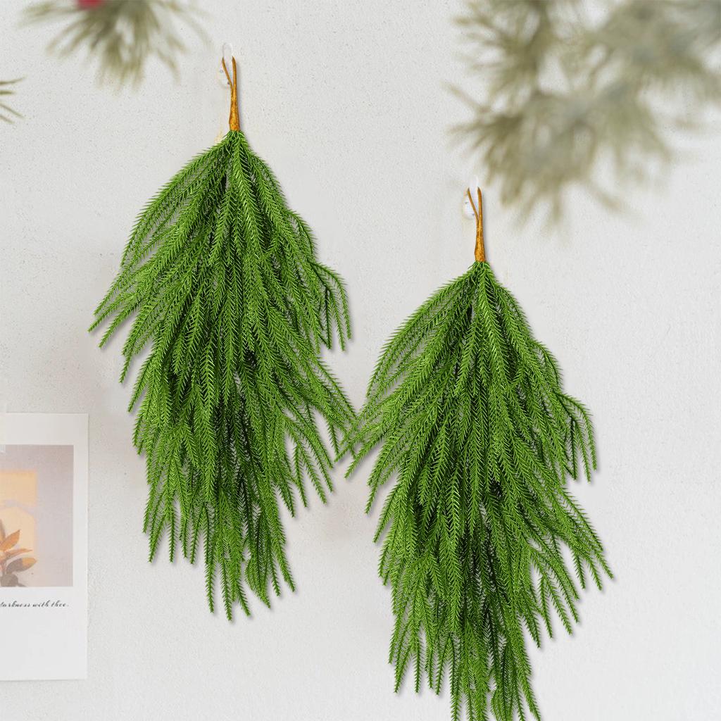 2pc65cm Simulated Soft-Glue Norfolk Needle Wall Hanging Christmas Tree Upside Down Vine Green Plant Holiday Decoration