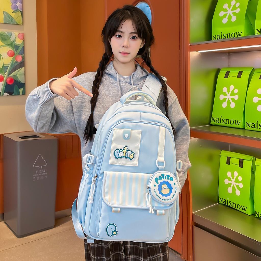 Schoolbag new backpack junior high school students high value third to sixth grade schoolbag female ins Korean version of college style backpack