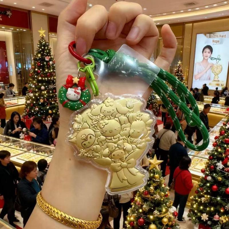 Pure Gold 999 Sanrio Flower Keychain & Bag Lanyard Without Gold