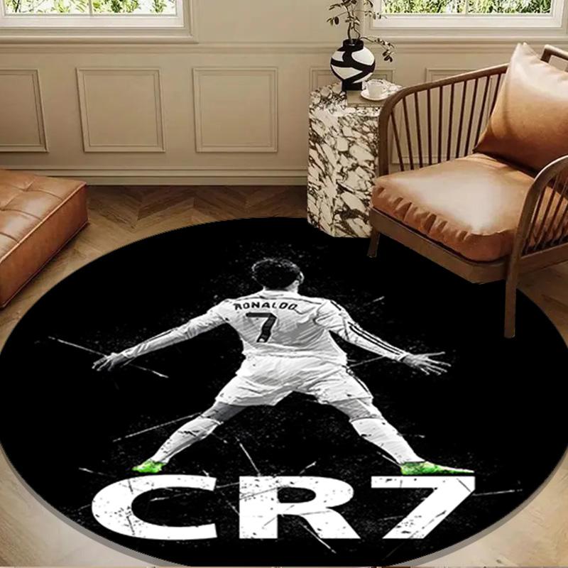 Cristiano Ronaldo Round mat, Anti-slip Circle Carpet Chair rug For livingroom,Bedroom, doormat home decor Gift Christmas Gifts