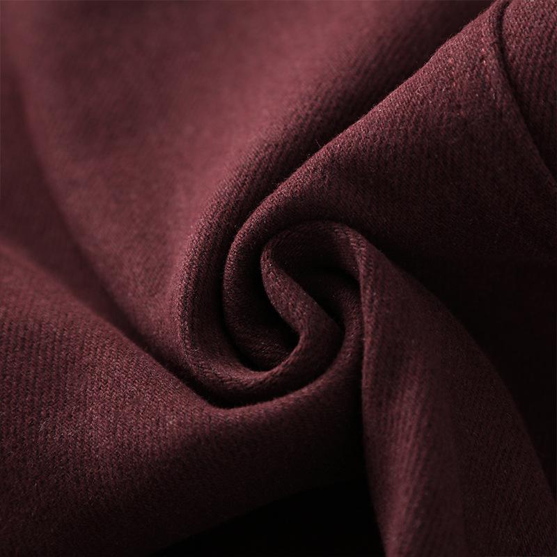 Ancola Women's Red Fleece-Lined Vintage Straight-Leg Jeans - Autumn/Winter 2024 Loose Slim-Fit Wide-Leg Pants.