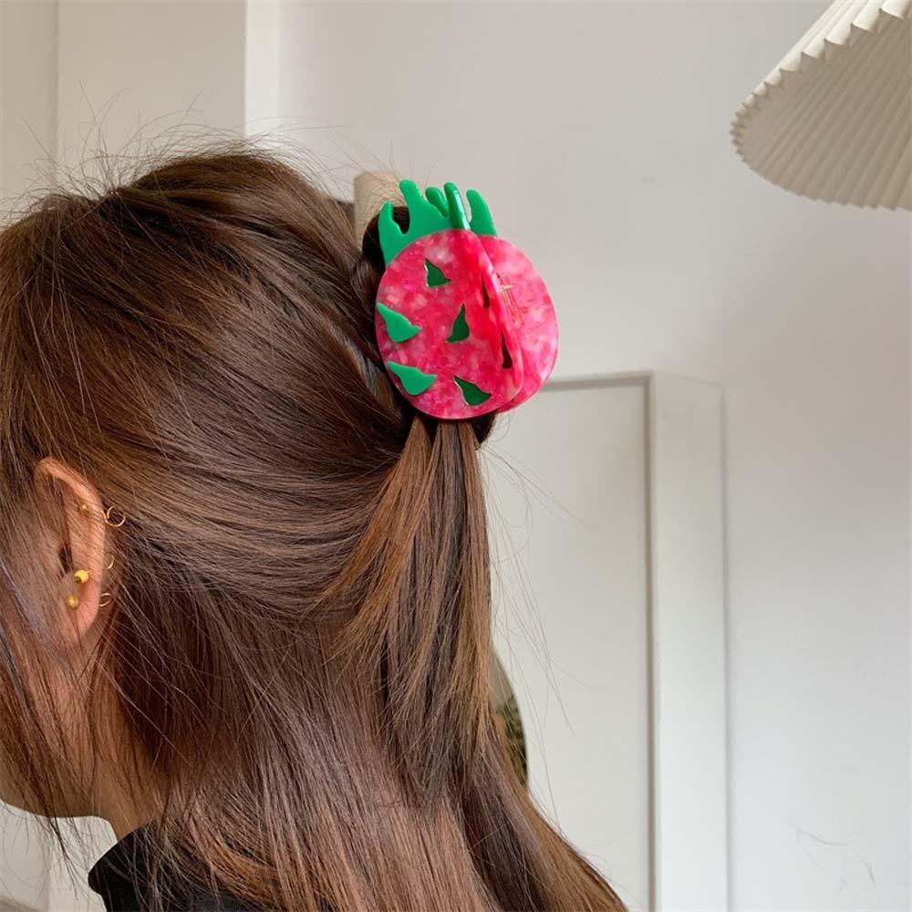 Waterproof Acetic Acid Hair Claw Korean Style Acrylic Hair Accessories Fruit Shark Clip Summer