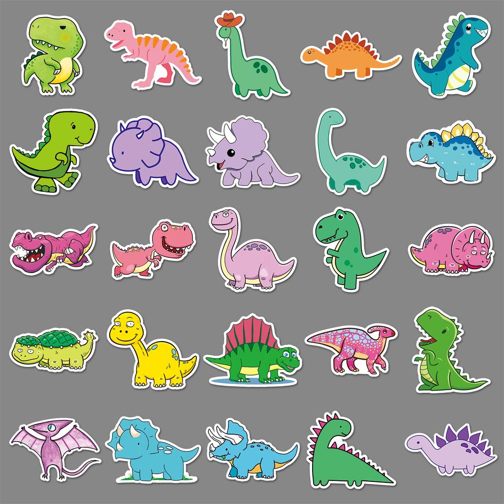 50 Pictures of Little Dinosaur Doodle Personality Cartoon Animal Children DIY Mobile Phone Case Suitcase Stickers Waterproof