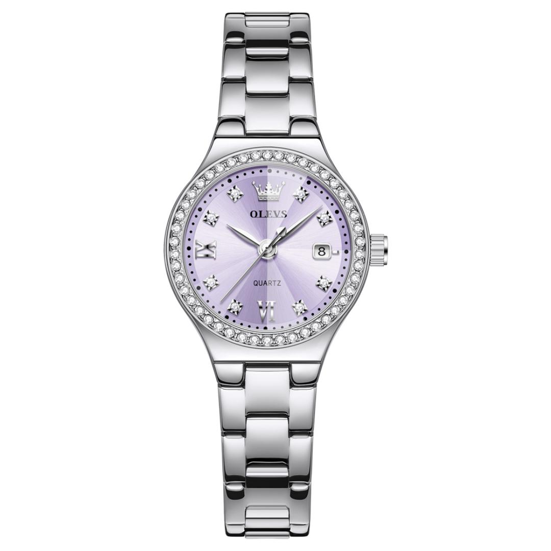

OLEVS Fashion Casual Women Watch Elegant Luxury Brand Stainless Steel Strap Quartz Dress Watches For Woman Gifts фіолетовий
